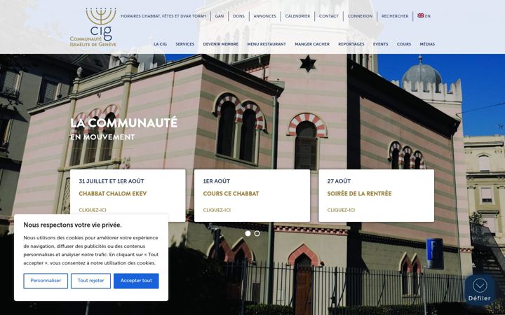 Screenshot of comisra.ch