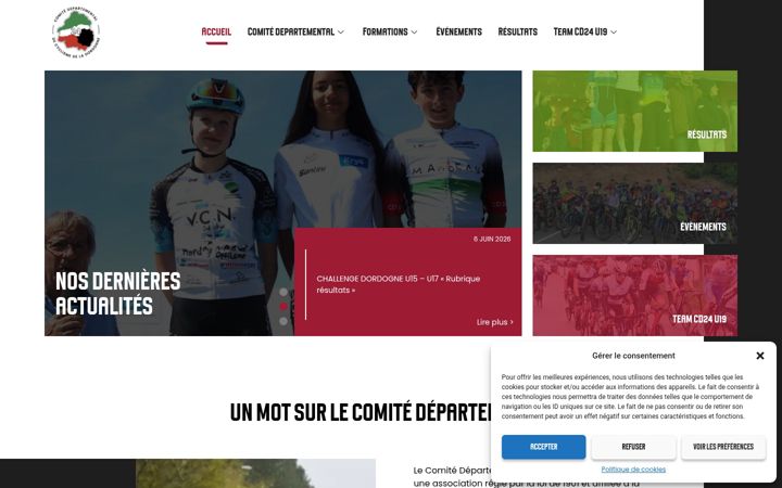 Snímek obrazovky comite-departemental-dordogne-cyclisme.fr