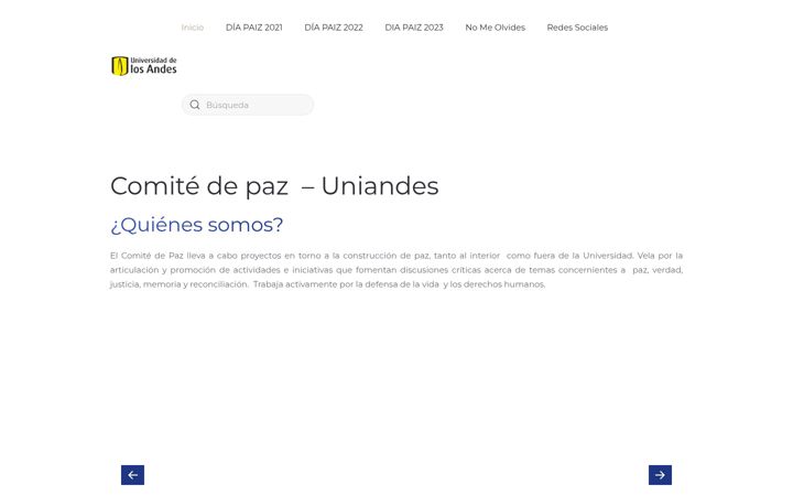 Captura de ecrã de comitedepaz.uniandes.edu.co