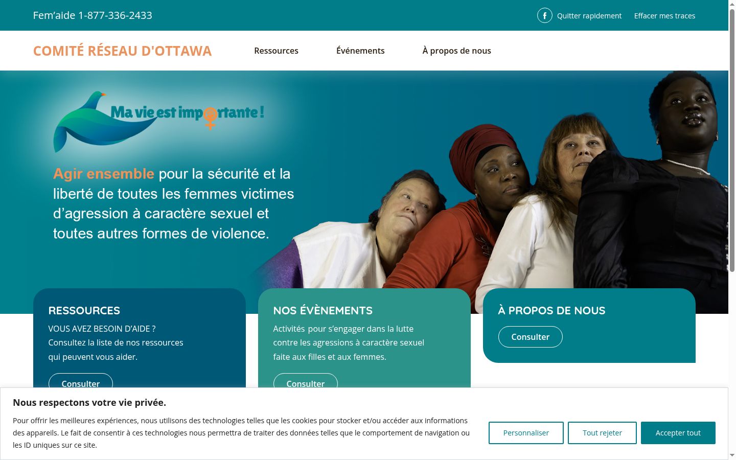 Capture d'écran de la bannière de consentement affichée avant toute interaction
