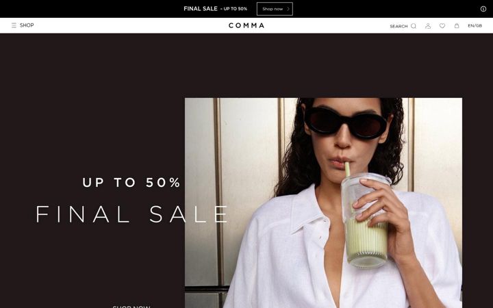 Screenshot van comma-store.eu