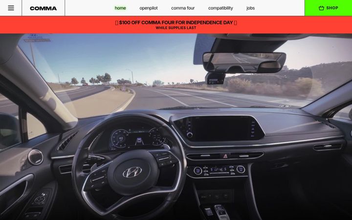Screenshot of comma.ai