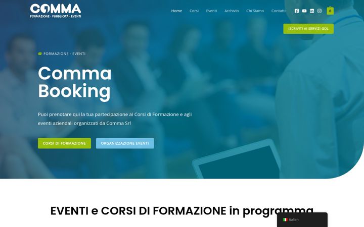Screenshot of commaeventi.com