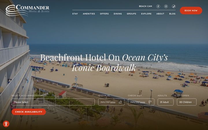Screenshot of commanderhotel.com