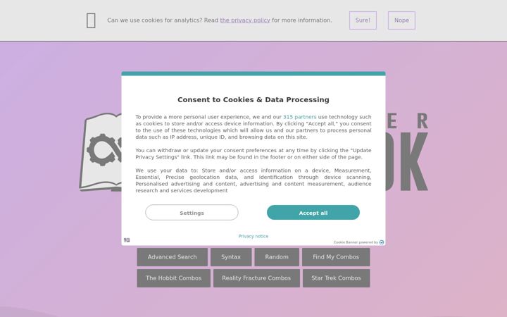 Screenshot of commanderspellbook.com