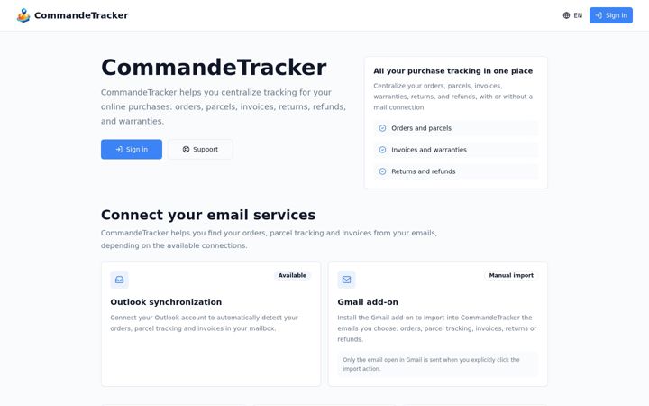 Screenshot of commandetracker.com
