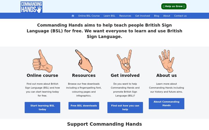 Snímek obrazovky commandinghands.co.uk
