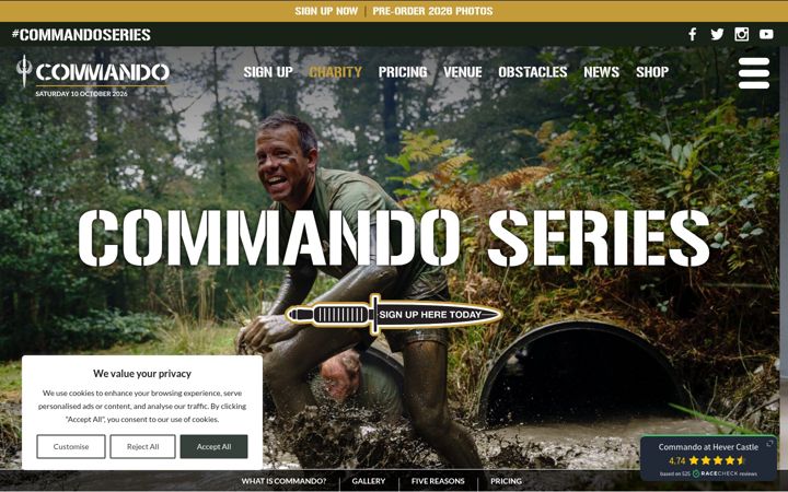 Snímek obrazovky commandoseries.co.uk
