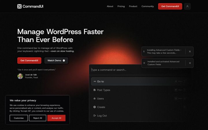 Screenshot of commandui.com