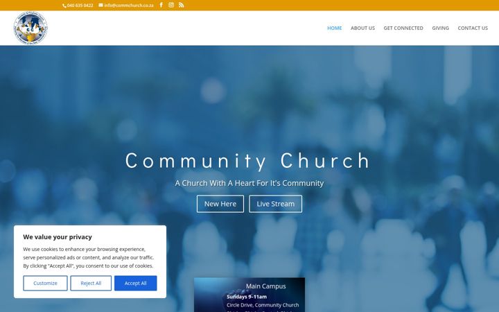 Snímek obrazovky commchurch.co.za