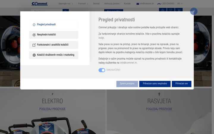 Screenshot van commel.hr