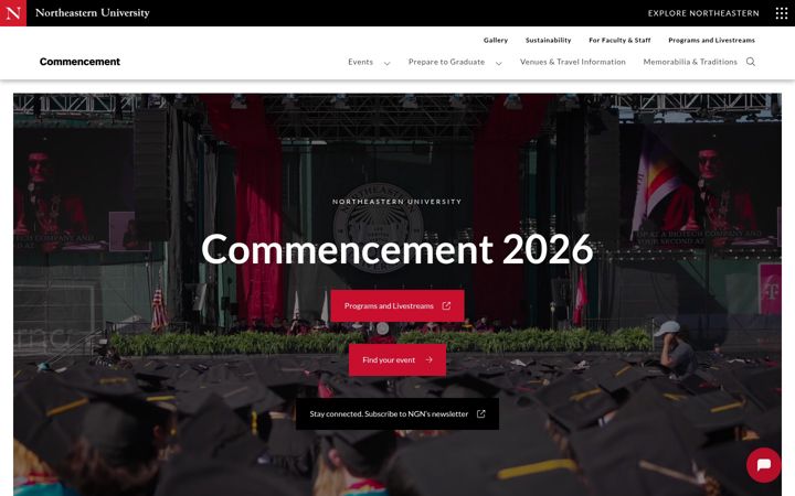 Screenshot von commencement.northeastern.edu