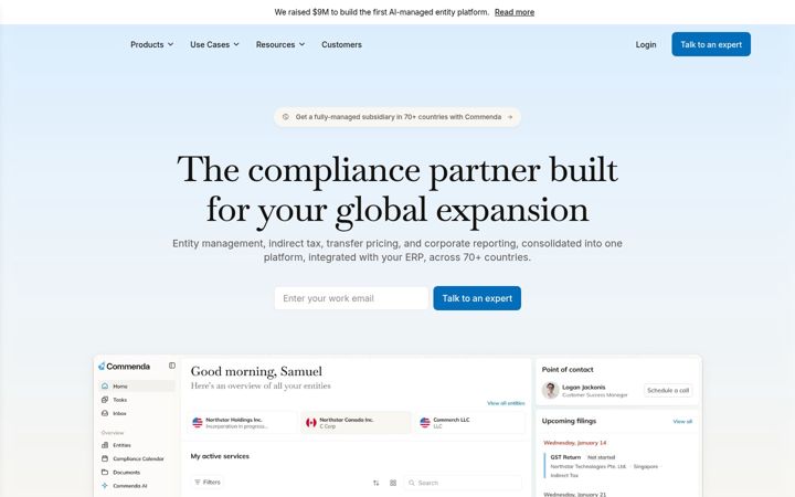 Screenshot of commenda.io