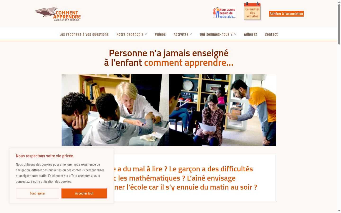 Capture d'écran de la bannière de consentement affichée avant toute interaction