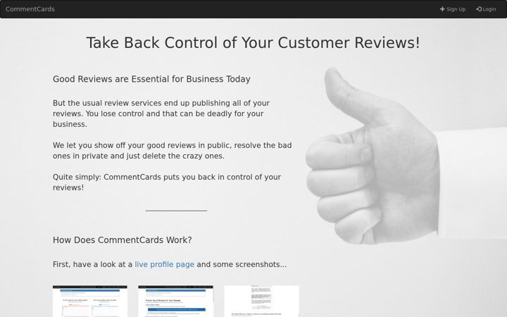 Screenshot of commentcards.co.uk