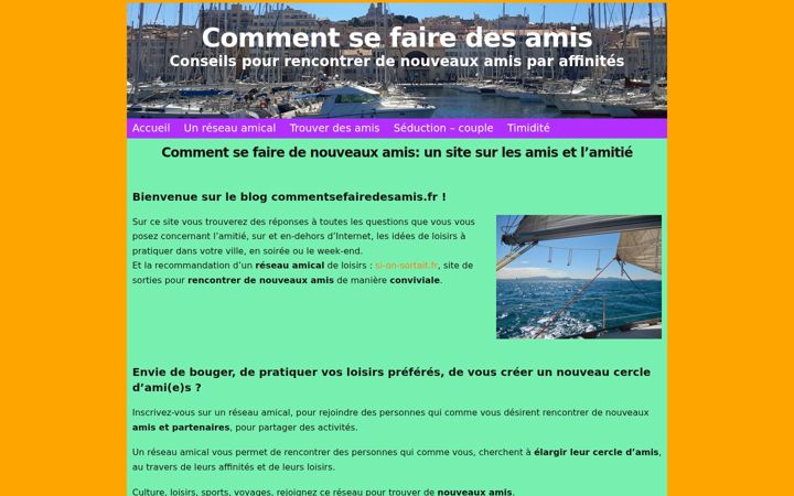 Екранна снимка на commentsefairedesamis.fr