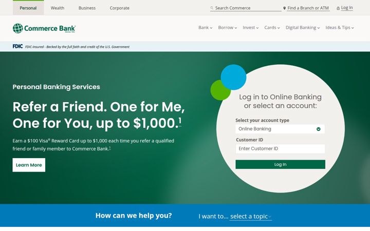 Екранна снимка на commercebank.com