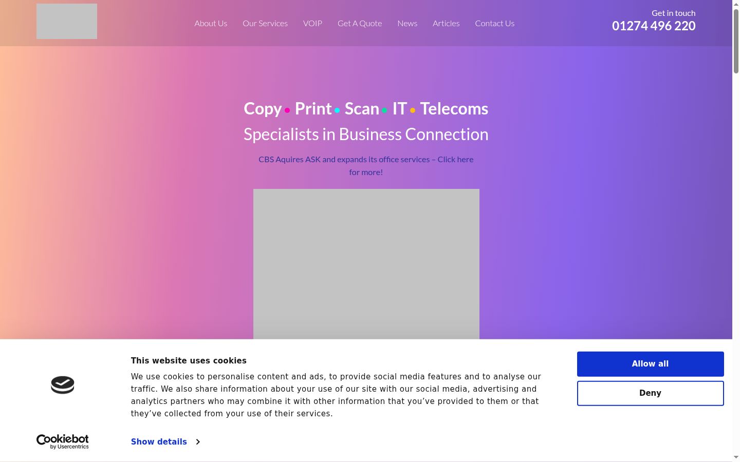 Screenshot del banner di consenso mostrato prima di qualsiasi interazione