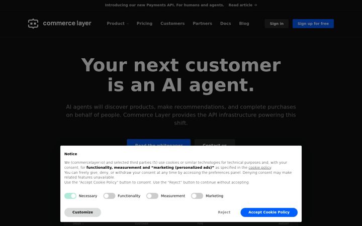 Screenshot of commercelayer.io