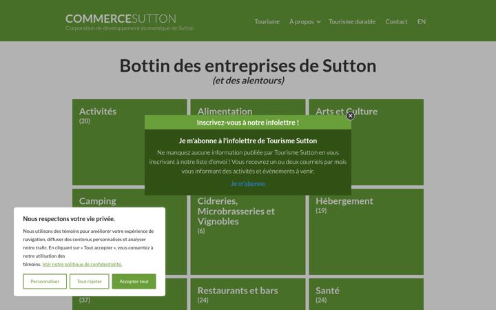 Skärmbild av commercesutton.ca