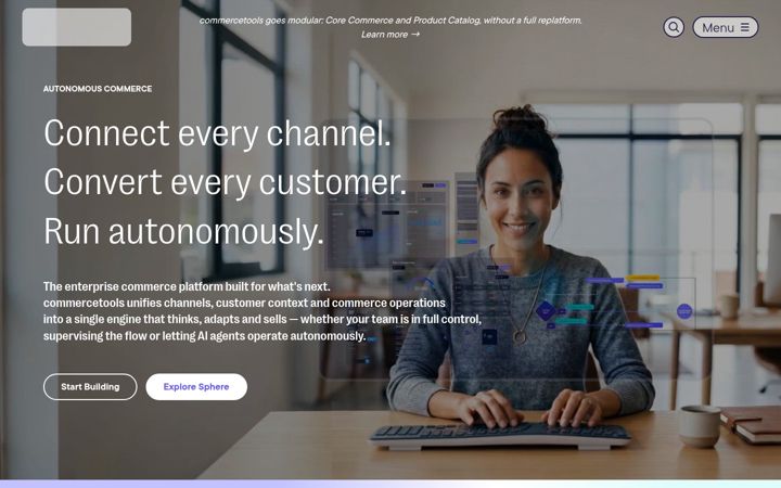 Captura de ecrã de commercetools.com
