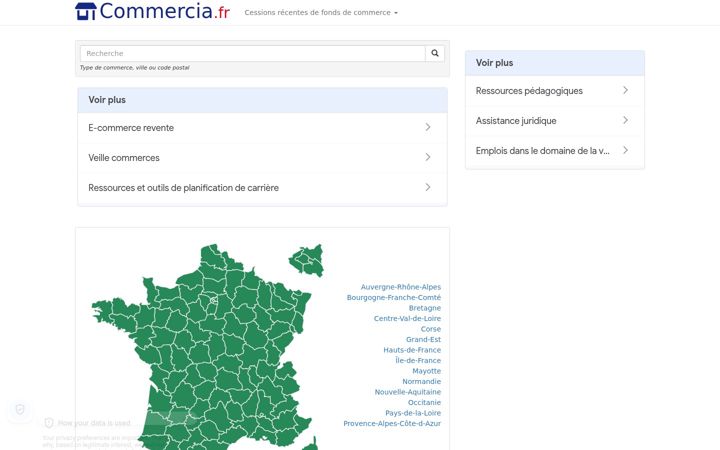 Screenshot of commercia.fr