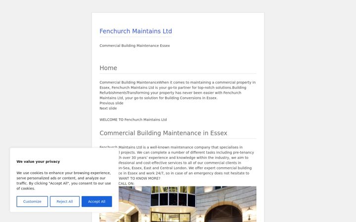 Screenshot of commercialbuildingmaintenanceinessex.co.uk