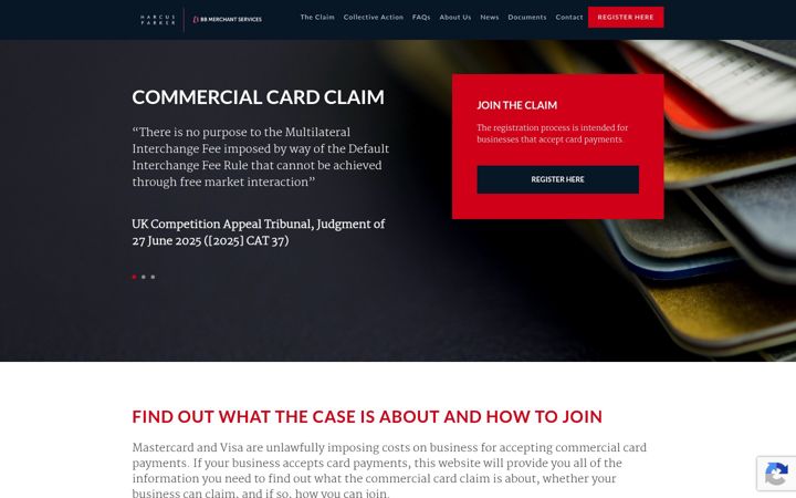 Screenshot of commercialcardclaim.co.uk