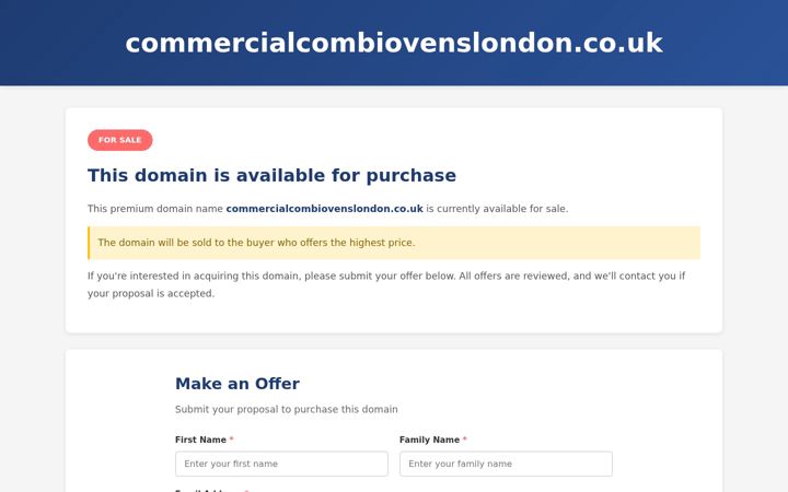 Screenshot of commercialcombiovenslondon.co.uk