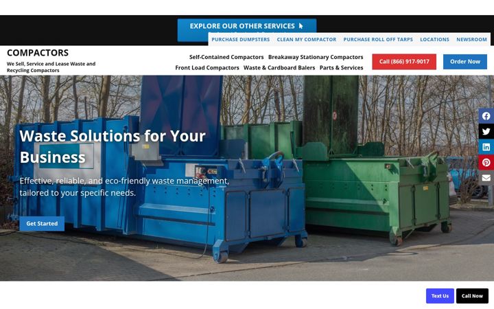Screenshot of commercialcompactors.com