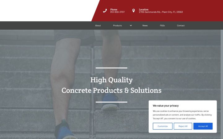 Screenshot of commercialconcreteproducts.com