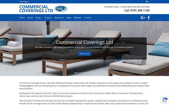 Screenshot of commercialcoverings.co.uk