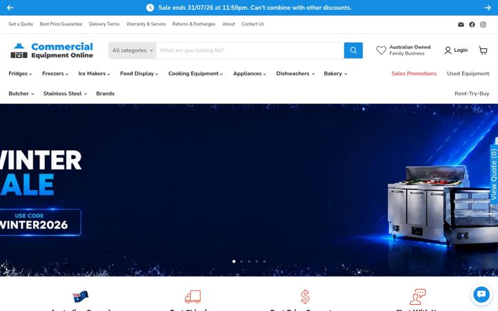 Екранна снимка на commercialequipmentonline.com.au