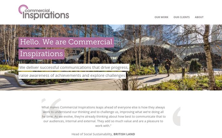 Screenshot of commercialinspirations.com