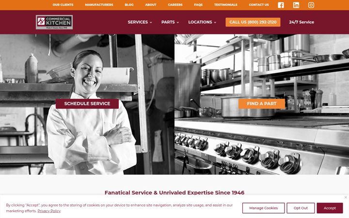Screenshot of commercialkitchen.com