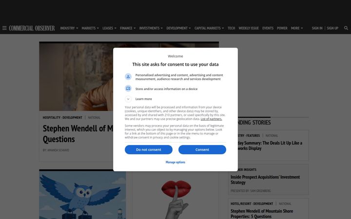 Screenshot of commercialobserver.com