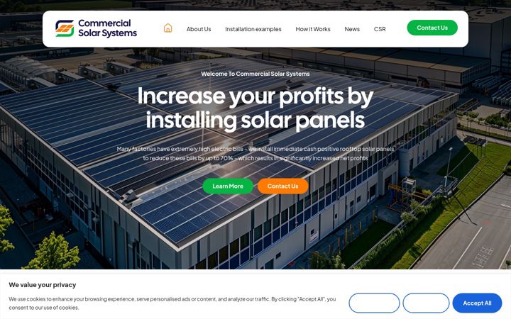 Skærmbillede af commercialsolarsystems.co.uk