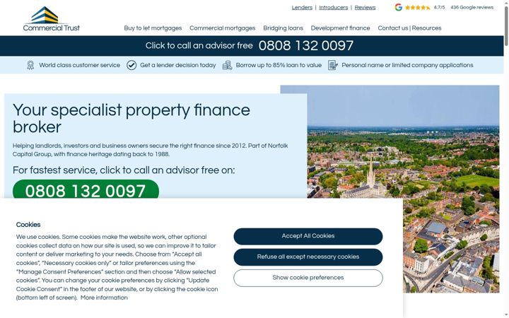 Snímek obrazovky commercialtrust.co.uk