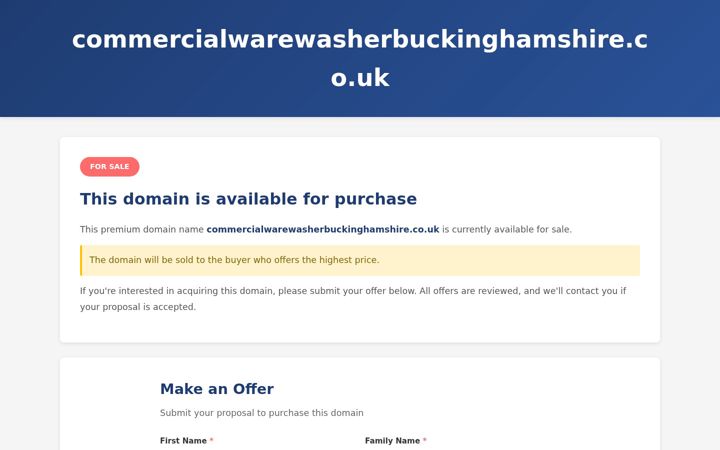 Screenshot of commercialwarewasherbuckinghamshire.co.uk