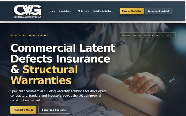 Screenshot of commercialwarranty.co.uk