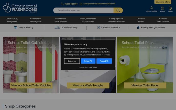 Screenshot of commercialwashroomsltd.co.uk