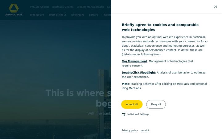 Snímek obrazovky commerzbank.com