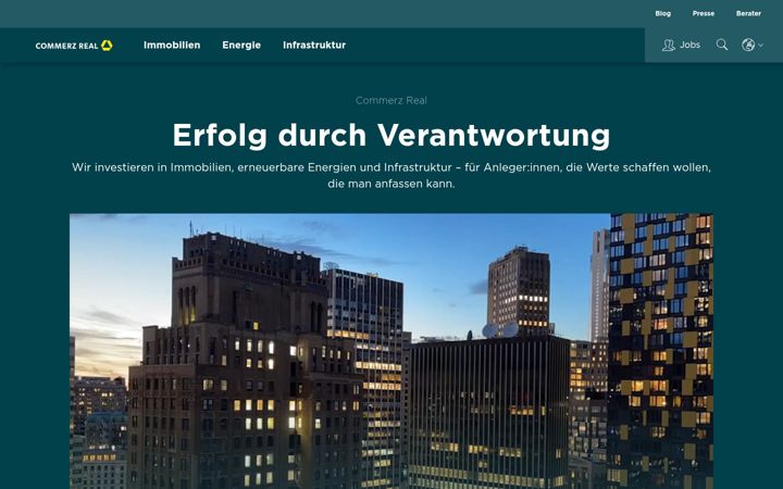 Screenshot of commerzreal.com