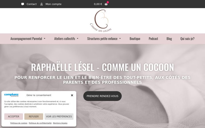 Captură de ecran a commeuncocoon.fr