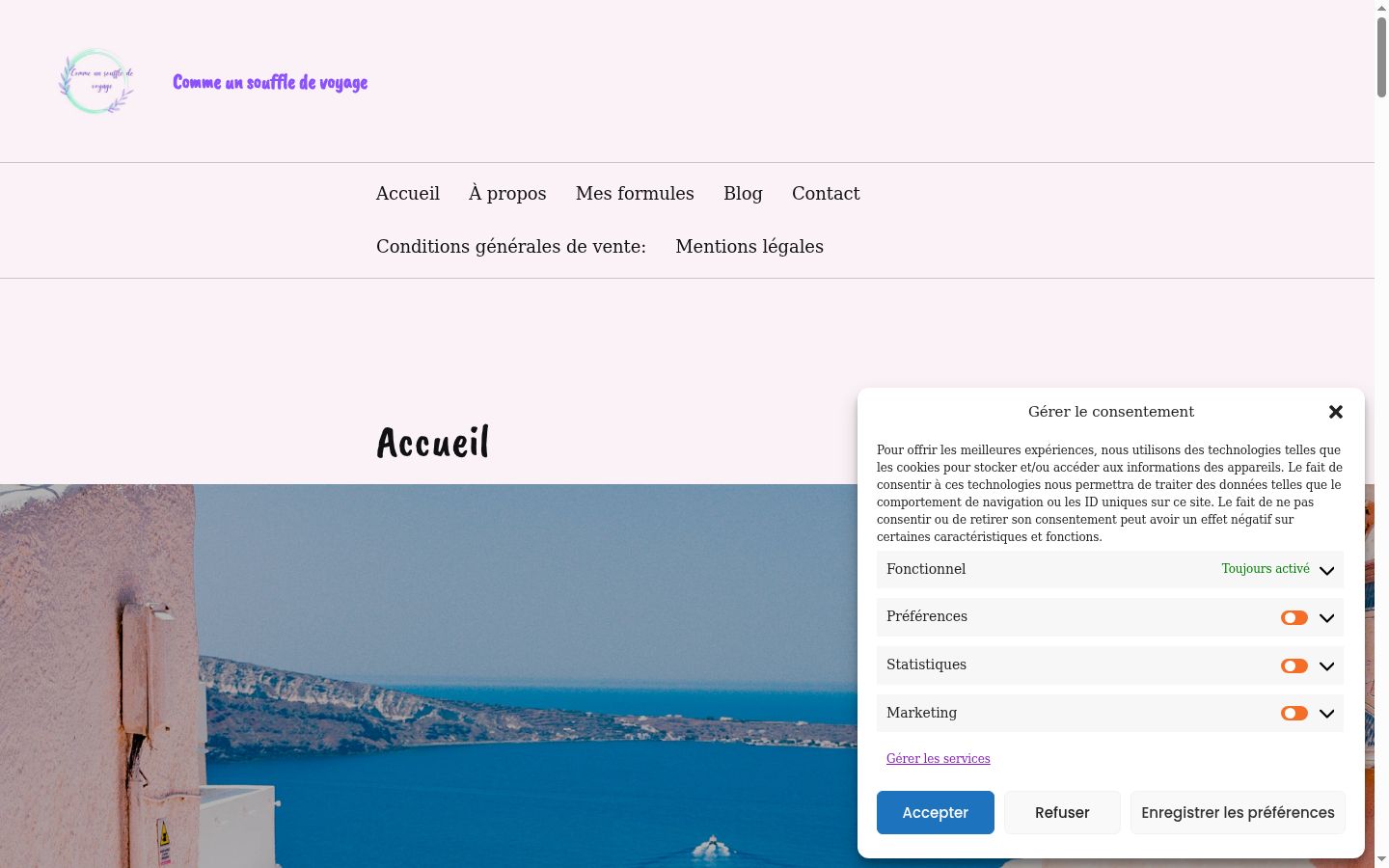 Screenshot of the consent banner shown before any interaction