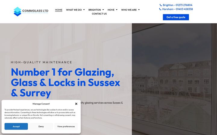 Screenshot of commglass.co.uk