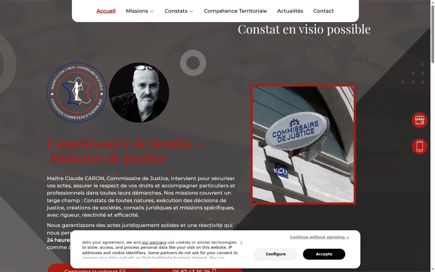 Captura de ecrã do banner de consentimento apresentado antes de qualquer interação