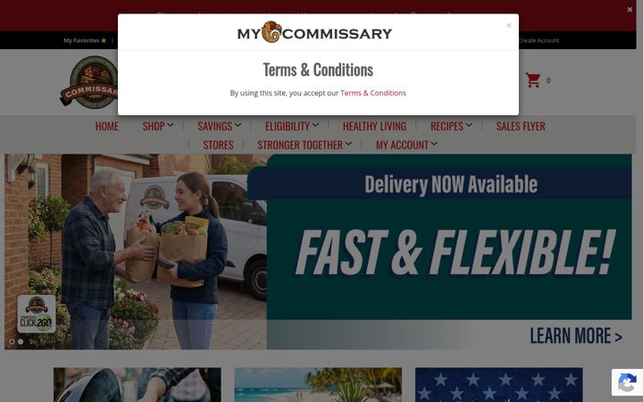 Screenshot of commissaries.com