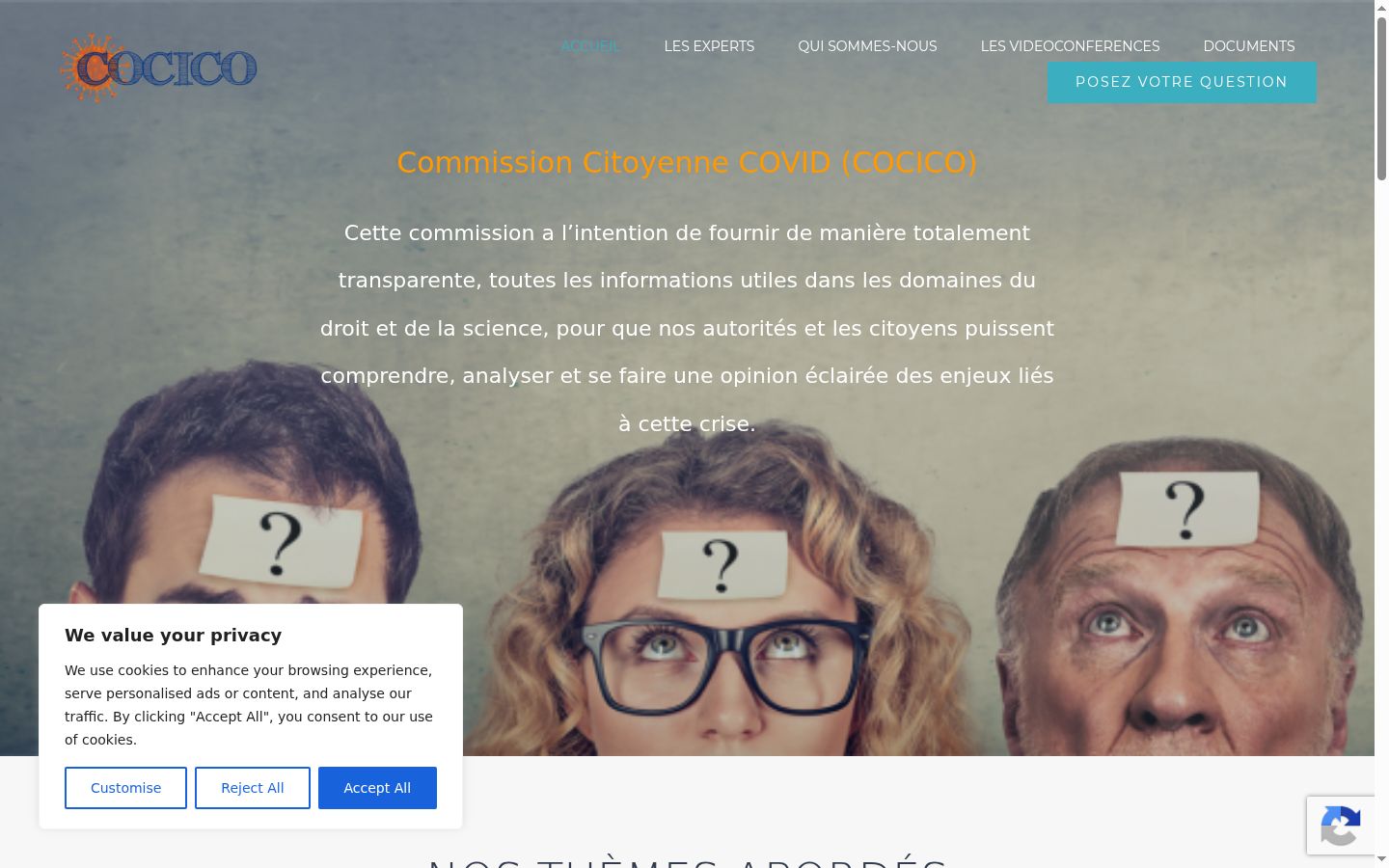 Screenshot del banner di consenso mostrato prima di qualsiasi interazione