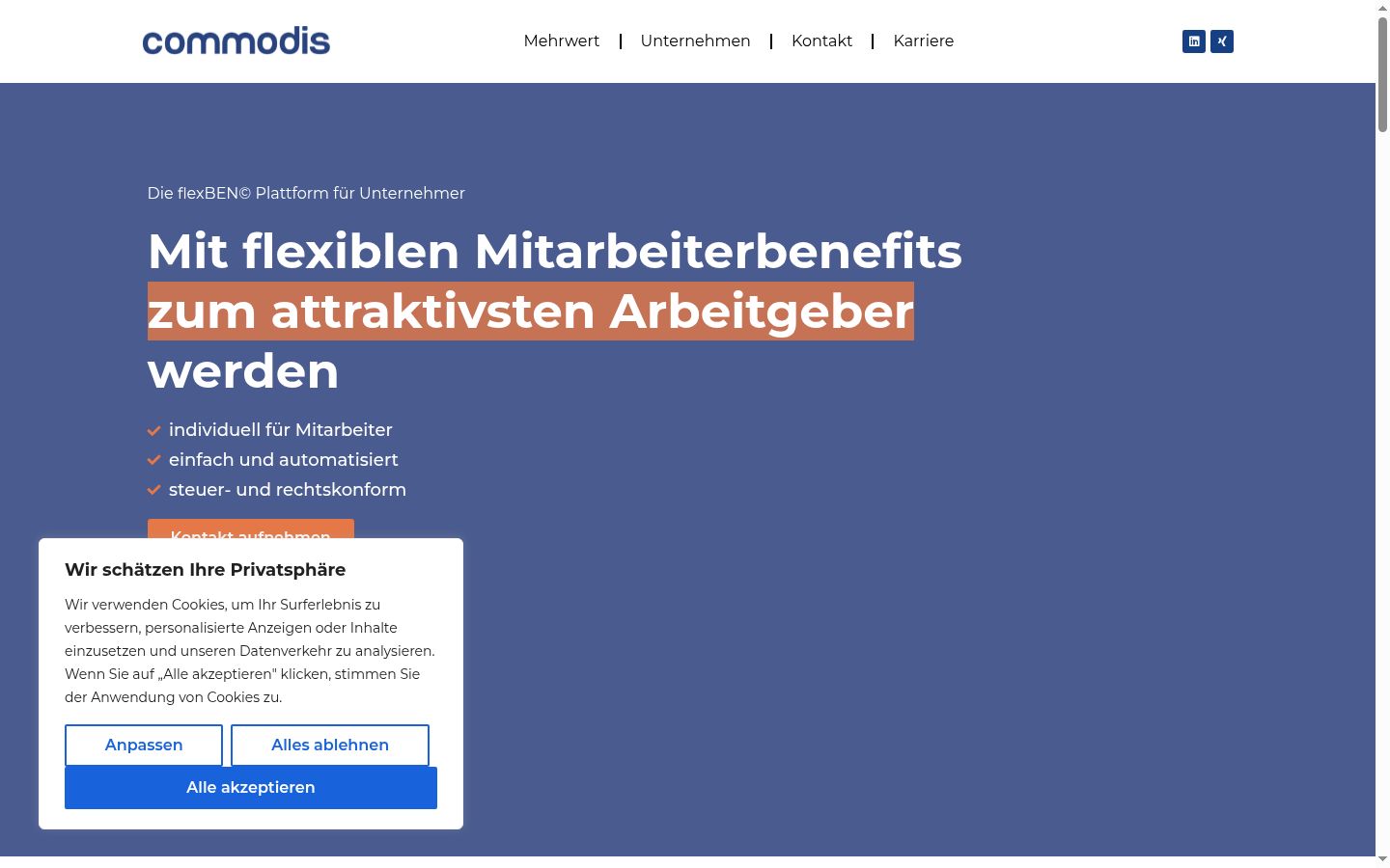 Screenshot of the consent banner shown before any interaction